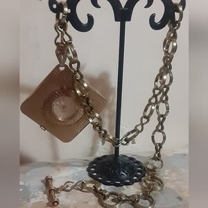 Vintage CARAVELLE by Bulova Watch Pendant on Decorative Pocket Chain c1970